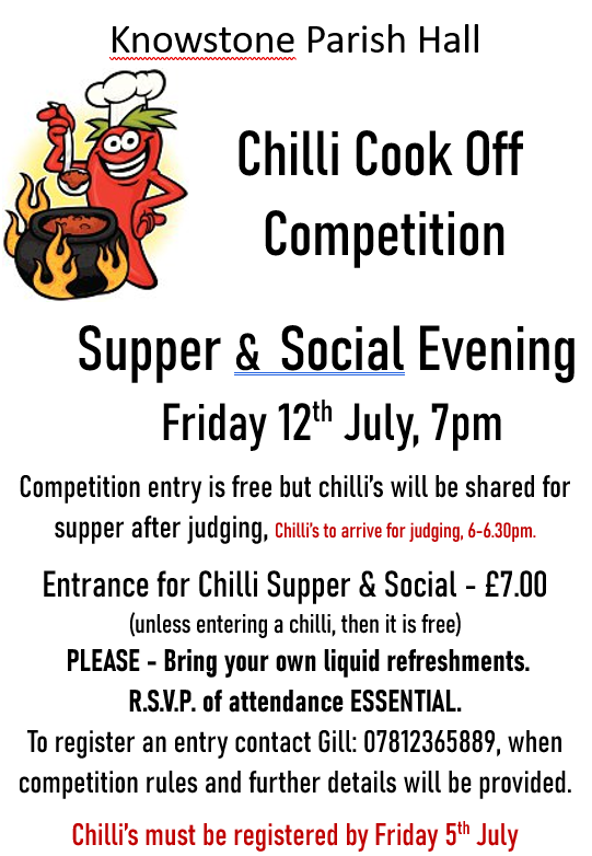 Details of how to enter the Chilli cook off competition 
